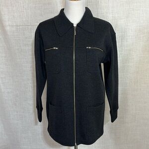 NWOT Vintage Classiques Entier merino wool charcoal zip cardigan!
